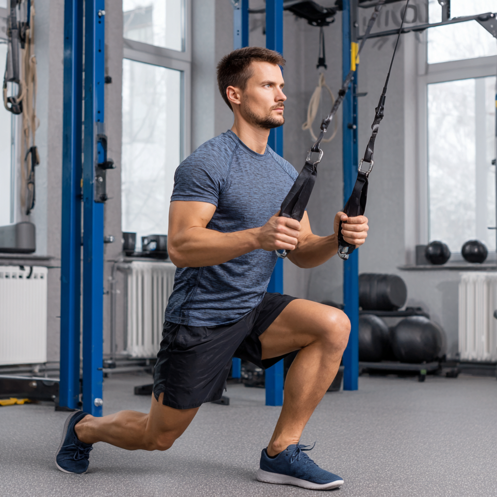 Група мотивованих чоловіків у спортивному залі підтримує один одного під час інтенсивного тренування, демонструючи командний дух