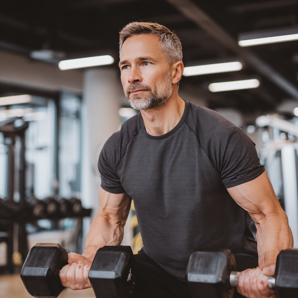 Атлетичний чоловік виконує функціональні вправи з кросфіт обладнанням, показуючи досконалу техніку та концентрацію